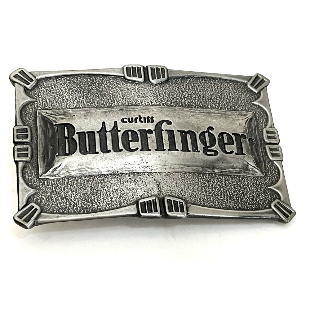 Vintage Curtiss Butterfinger Belt Buckle Lewis Buckles Chicago Candy Bar Pewter